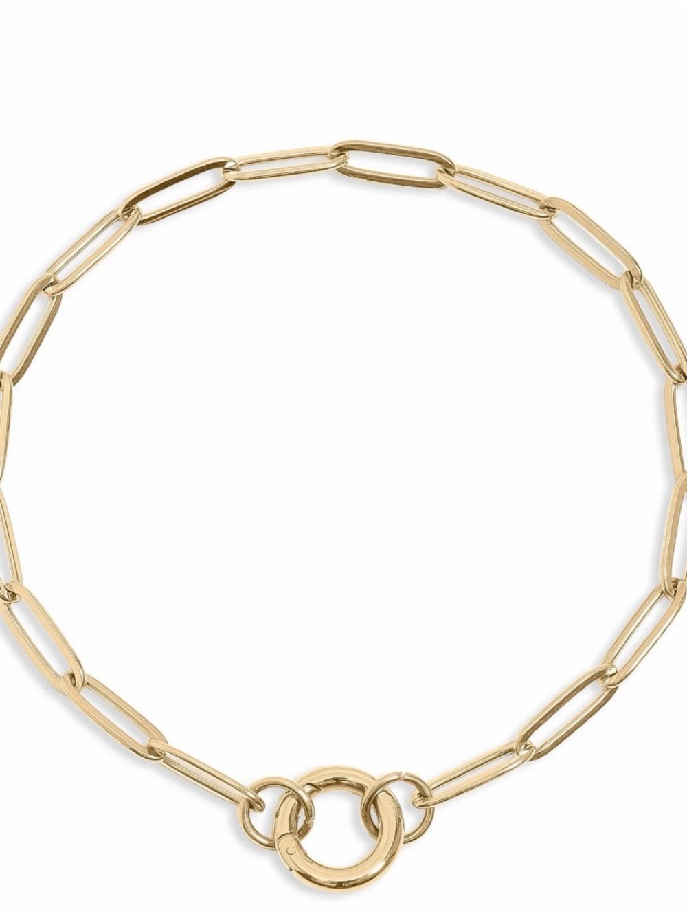Gold Paperclip Chain Bracelet with Double Ring Clasp